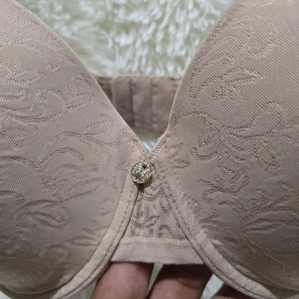 Natori 136059 Sheer Jacquard Full Fit Contour Underwire Bra Beige Floral 34DD.